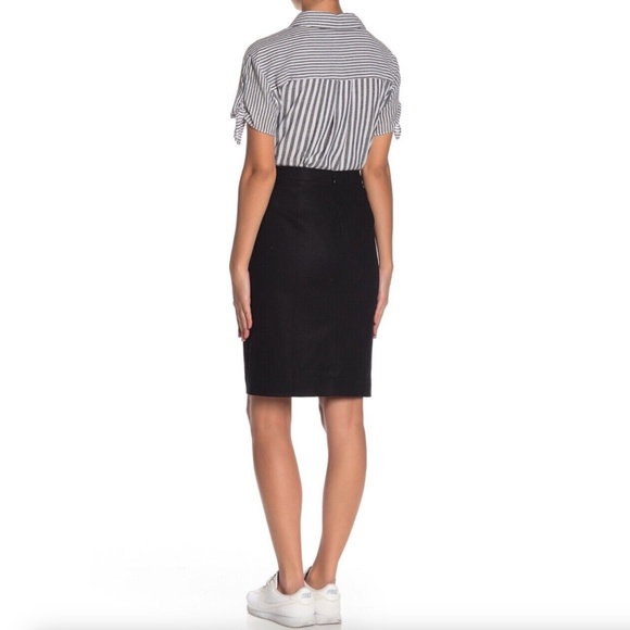 J.Crew Womens Solid Midi Pencil Skirt In Black Size 4 Linen Cotton - Picture 2 of 10